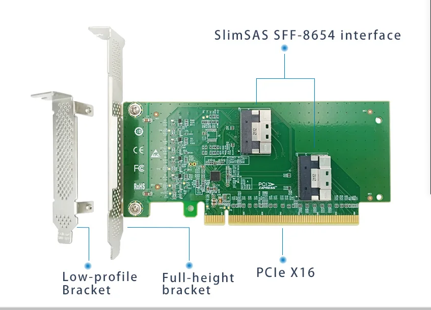 PCI Express x16 to Two SlimSAS SFF-8654 8i Adapter | eBay