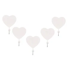 5PCS Wooden Heart Hooks Wall Mount Decorative Hangers for Keys & Clothes