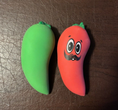 Chili Pepper Stress / Fidget Toys - Two Pack of 1 Red & 1 Green Peppers! LooK!