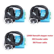 NEW 3 Axis Nema 34 12Nm Closed Loop Stepper Hybrid Servo Motor Driver Kit