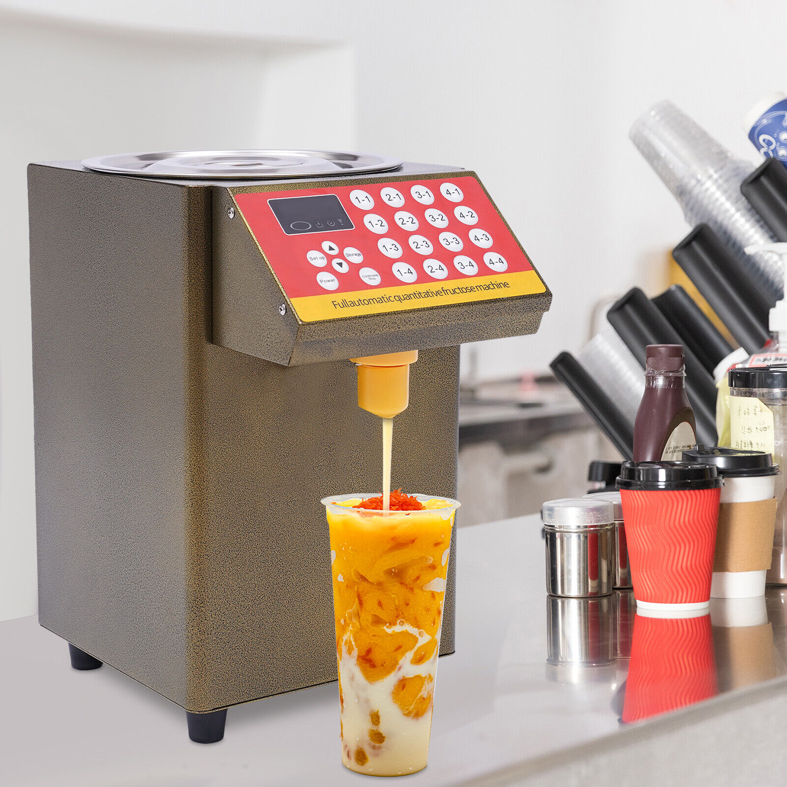 8000CC Bubble Tea Milk Tea Soft Drink Dispenser Fructose Quantitative  Machine US