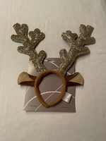 S117 Decoris Haarreif Geweih HöRner Rentier Weihnachten Gold Glitzer - Neu Und O
