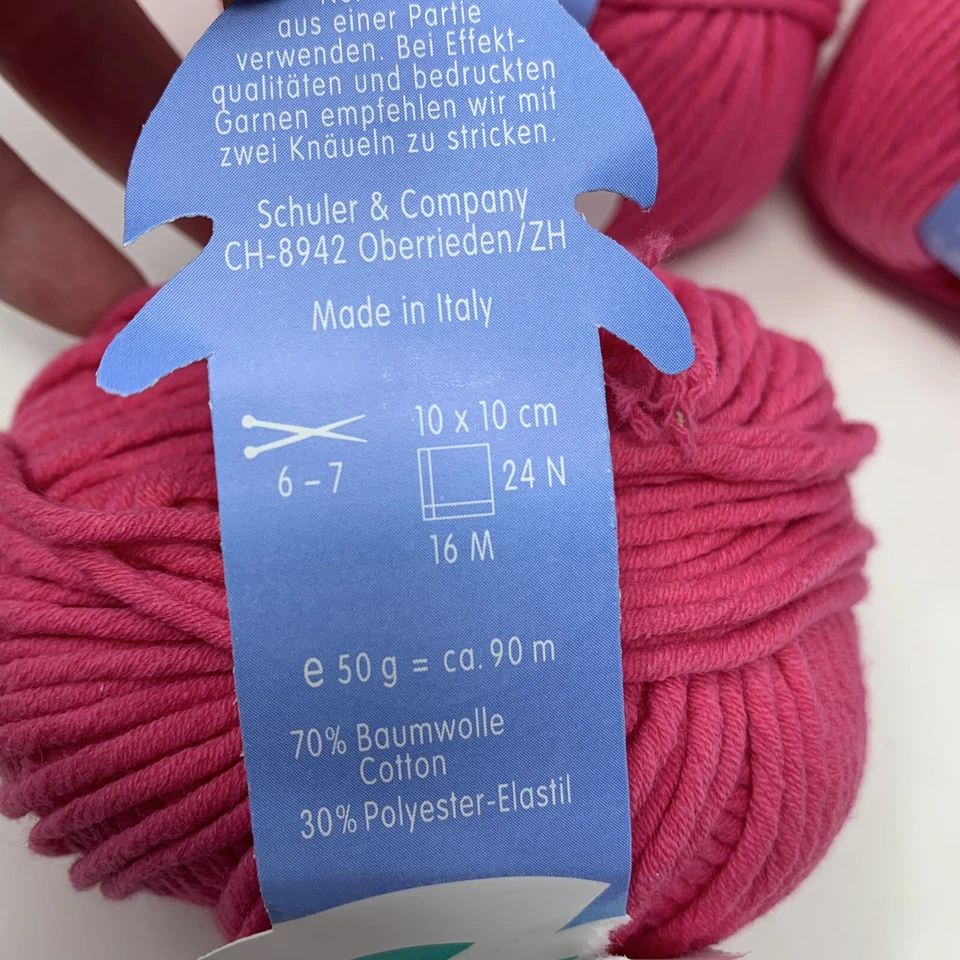 Lote de 10 Schulana SUPER ALGODÓN Hilos Mezcla Algodón/Poliéster 50g ea Hot ROSA Italia NUEVO Foto 3 de 4