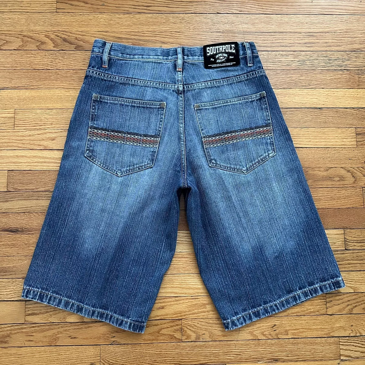 Vintage Y2K Southpole Blue Baggy Denim Shorts Jorts Size 34 Skater Jnco Jeans