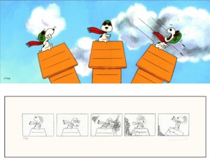 PEANUTS Snoopys Dogfight Red Baron Lt Ed 150 Animation Cel n Print Signed mlc16