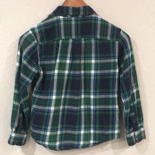 Faded Glory Boys Sz 8/10 Shirt Green & Blue Plaid Flannel Button Up 100% Cotton - Picture 4 of 10