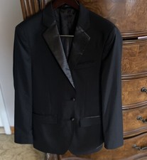 Nordstrom Men's Shop Black Tuxedo Trim Fit Suit Size 42 Regular