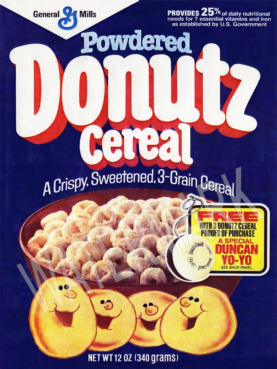 1983 Powered Donutz Cereal Box High Quality Metal Magnet 3 x