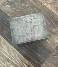 Dog Motif Trinket box Silver Tone Centinela Trophy