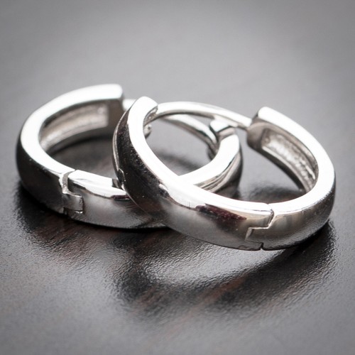 High Quality Solid Small Round Shape 925 Sterling Silver Hoop Earrings For Men