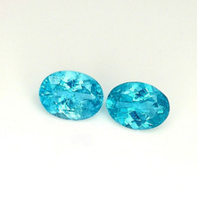 Apatite Facet Gemstone,100 Natural Neon Blue Apatite Faceted Pair 8x6 mm H32-12