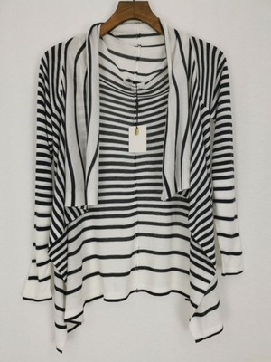 Brandneu mit Etikett Soyaconcept Cardigan offen Schal hoher niedriger Saum Größe XS Streifen UVP 44,99 £