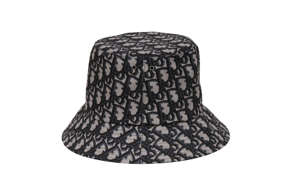 Dior Oblique Reversible Teddy-D Brim Bucket Hat Grey Blue