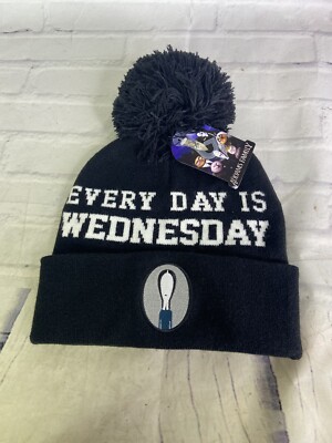 Addams Family Everyday Is Wednesday Black Pom Knit Beanie Cap Hat