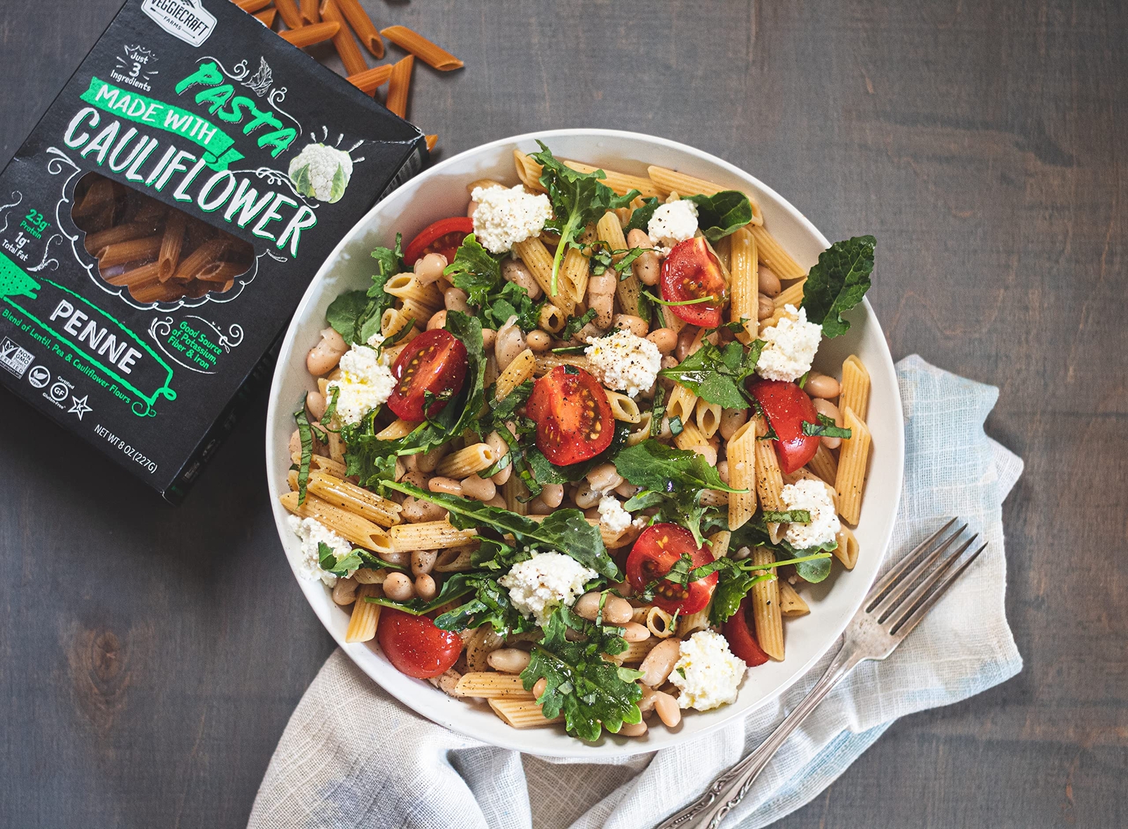 Veggiecraft Farms Penne Pasta Made With Lentil Peas & Cauliflower