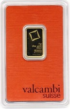 Lingotto oro Gold Ingot bar : 5 grams pure gold 999.9 24k : Valcambi Suisse