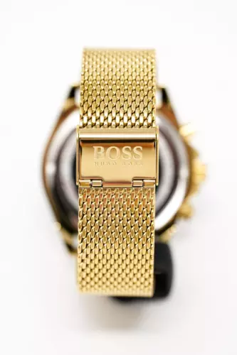 NEW GENUINE BOSS OCEAN EDISION HB 1513703 YELLOW GOLD MESH STRAP MENS WATCH - Picture 4 of 12