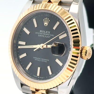 Pre-Owned Rolex Datejust 41mm 2 tone 18k Yellow Gold Watch 126333, Fluted Bezel