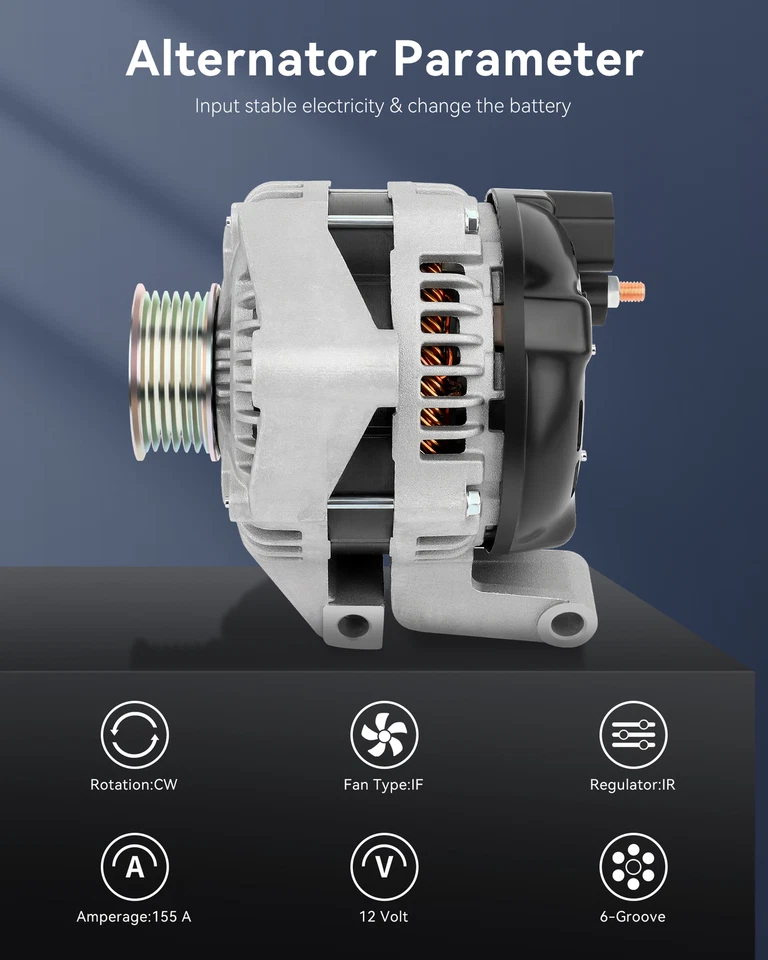 New Alternator 12V 155Amp Fit for 2007-2009 Chevrolet Equinox 3.4L V6 AND0420 — 第 2/4 张图片