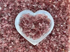 Grade A++ Strawberry Quartz Semi Tumbled Gemstone Mini Chips 4 - 8 mm, Bulk Lot