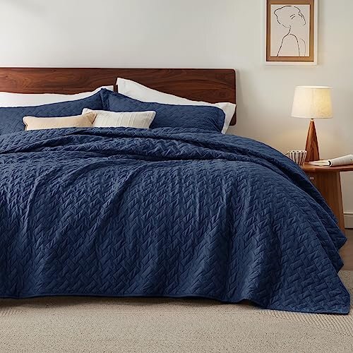 Bedsure Queen Quilt Bedding Set - Lightweight Summer Quilt Full/Queen - Navy...