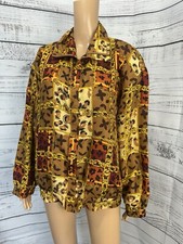 VTG 100 Silk Shanghai Silk Full Zip Bomber Jacket EUC Gold Chain Leopard Print