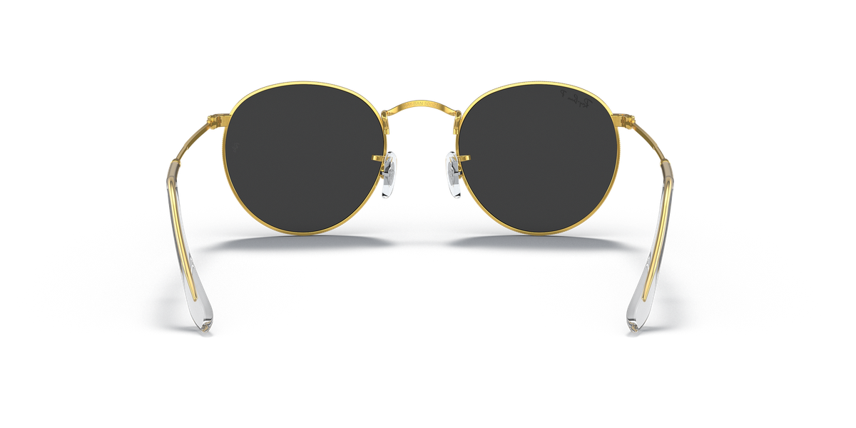 Ray-Ban Round Metal Polarized Gold Black 50 mm Sunglasses 