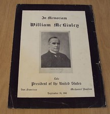 ORIGINAL VTG 1901 Pres WILLIAM McKINLEY Memorial PROGRAM~San Francisco CAL~