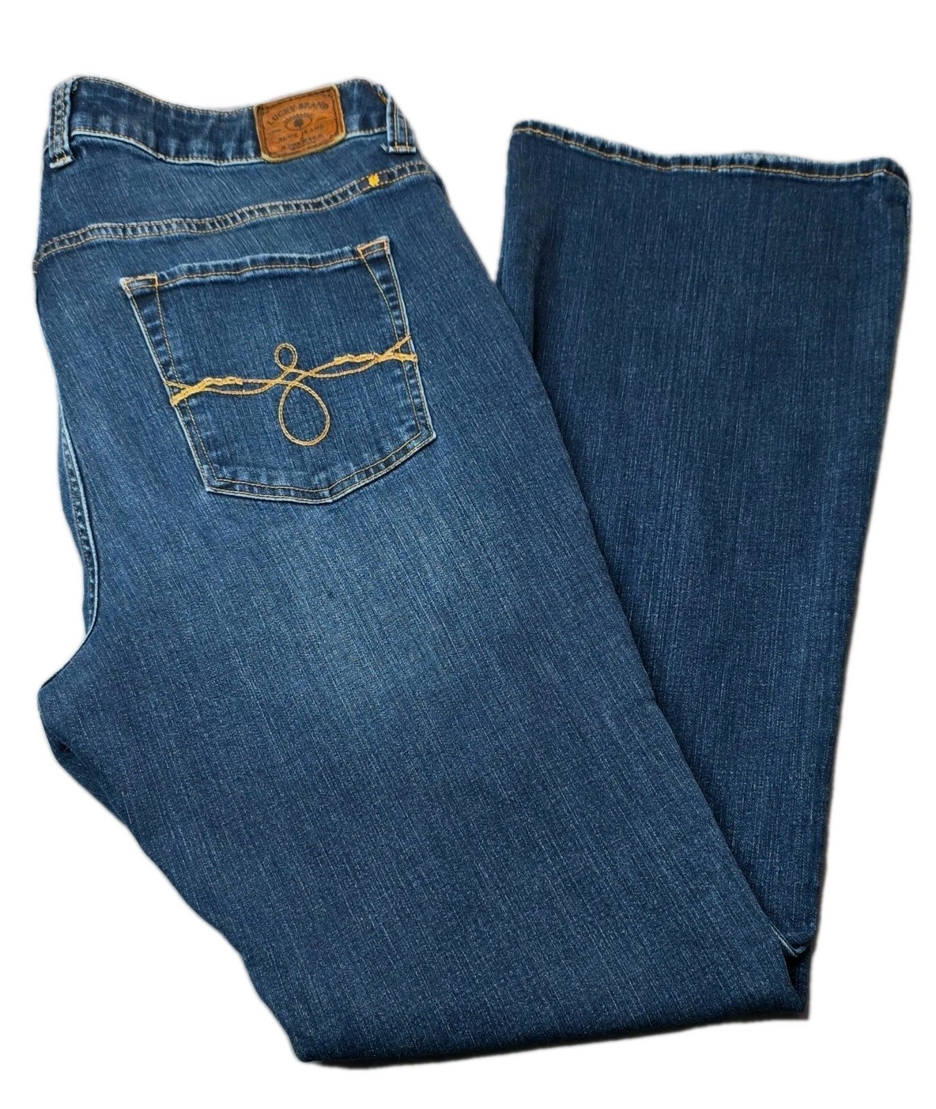 Women Ginger Boot   Blue Denim  Embroidered Button Size 16 W