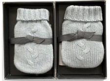 NEW Restoration Hardware Mini Cashmere Mitten Warmers Set Silver Sage Newborn