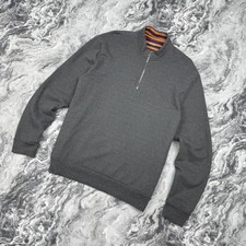Paul Smith 1/4 Zip Sweatshirt Jumper Men Size L Gray
