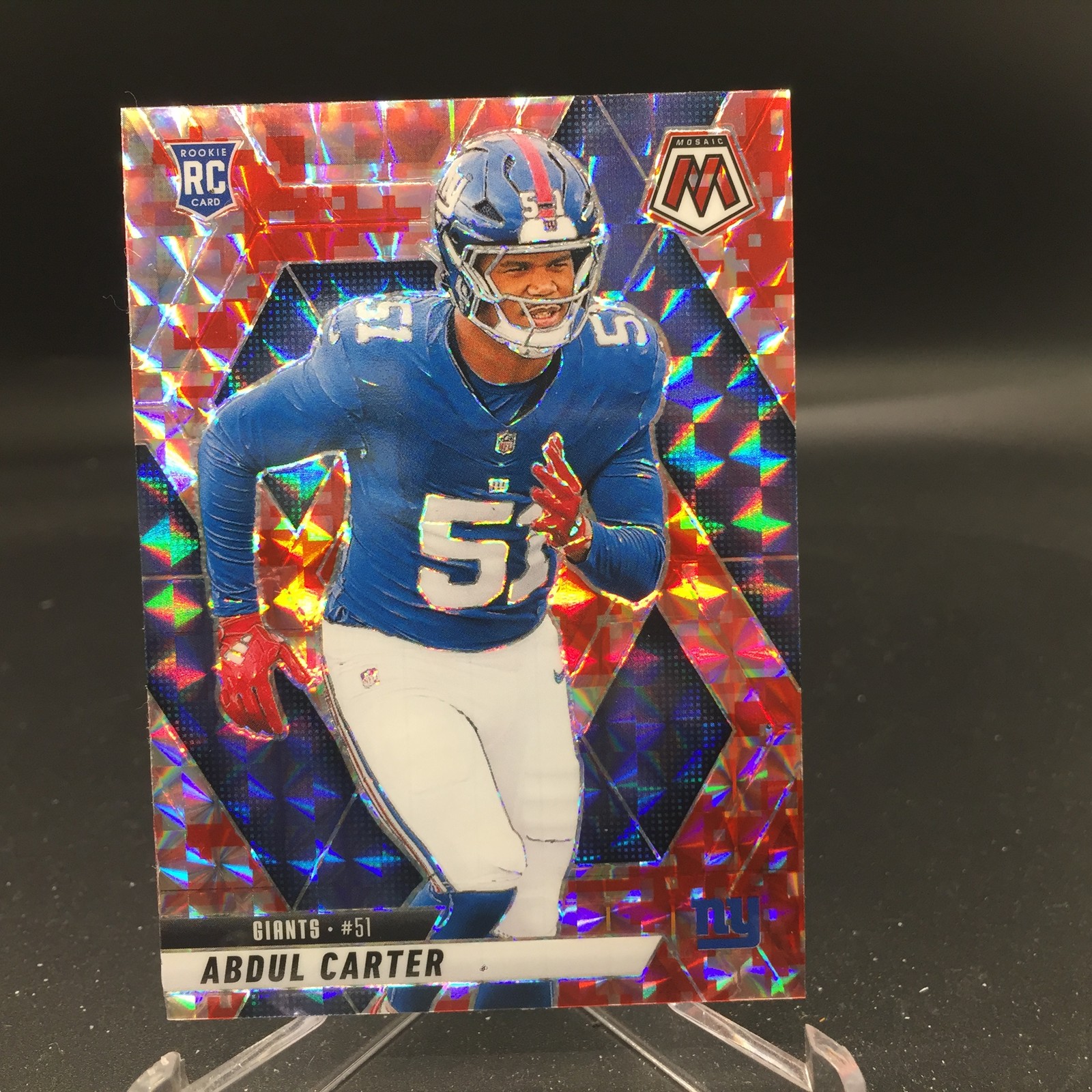 Abdul Carter 2025 Panini Mosaic Mosaic Camo Red 317 New York Giants Rookie