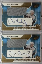 2003 UD SPx Milan Michalek #/50 RADIANCE (x2 Cards) RC ROOKIE AUTO JERSEY PATCH