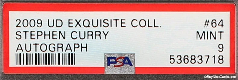 2009 Stephen Curry Upper Deck Exquisite RC Rookie Auto /225 # 64 PSA 9 Mint - Image 2 of 4