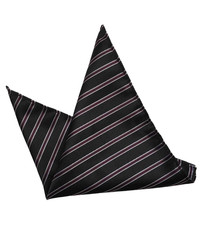 Gascoigne Pocket Square Silk Black Gray Burgundy Repp Stripe Men's