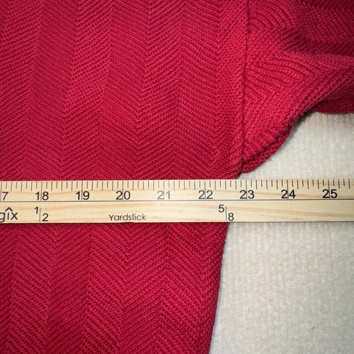 Vintage Chaps Ralph Lauren Sweater Mens Large Red Hand Framed Herringbone Knit - Picture 4 of 8