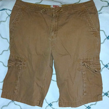 Levi's Men's Brown Cotton Canvas Cargo Shorts Zip Fly Flat Front Cargo Pockets
