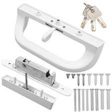White Sliding Glass Door Locks with Key Cylinder and Mortise Lock, Replacemen...