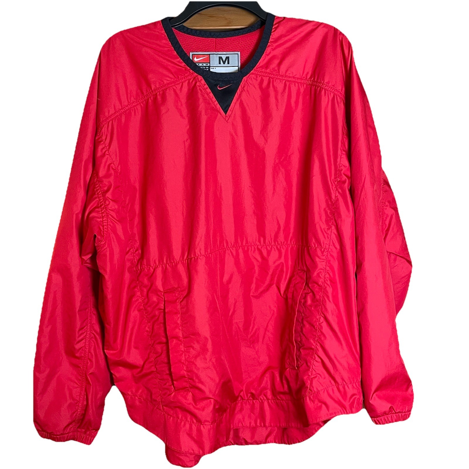 SACAI X NIKE Pullover a vento vintage anni 90 Nike Team uomo taglia M rosso nero maglia interna tasca