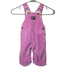 Vintage Y2K Floral Oshkosh Vestbak Overalls Corduroy Pink Made In USA 12 Month