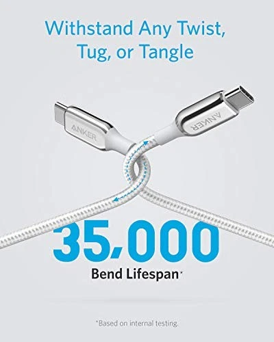 ANKER USB-C 2.0 CABLE POWERLINE+ III 6FT USB-IF CERTIFIED CABLE SILVER - Image 2 of 4