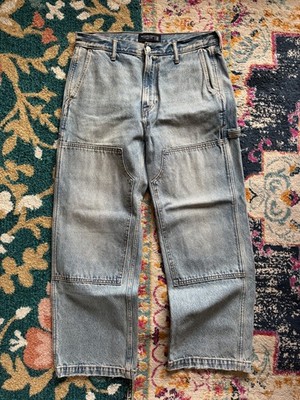 Abercrombie & Fitch Double Knee Carpenter Painter Jeans Y2K Light Wash mens 33