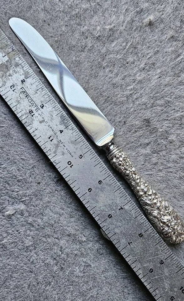 Cuchillo antiguo de plata de ley 925 y acero The Stieff Co. Rose Foto 4 de 4