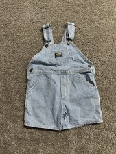 Vintage Oshkosh Uncommon Iconic Pin Stripe Navy Overalls Shorts Kids Size 5