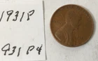 1931 P ; Wheat Penny ; good condition #931P4