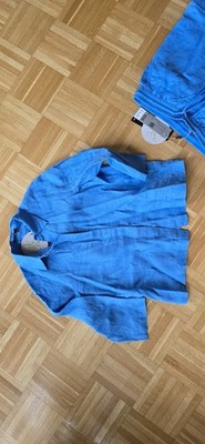 Marc Aurel Leinen Set. Bermuda, Bluse, lange Hose blau Gr. 36 Sansibar Feelings