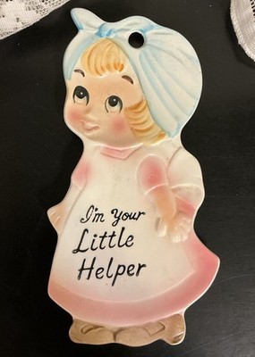 Vintage 1960s MCM Spoon Rest Holder  Little Helper  Hanging Kitchen Decor