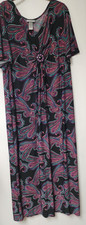 Catherines Womens Multicolor V Neck Maxi Dress Size 1X 18/20W