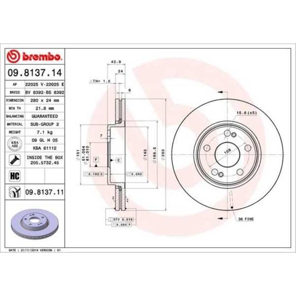 Brembo 2X Bremsscheibe Vorne Ø280 Mm InnenbelüFtet FüR Renault Espace Iii JE0_-image