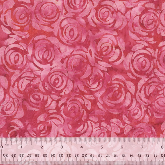 Anthology Batik Fabric | Summer Days Packed Rose Red Pink YARD